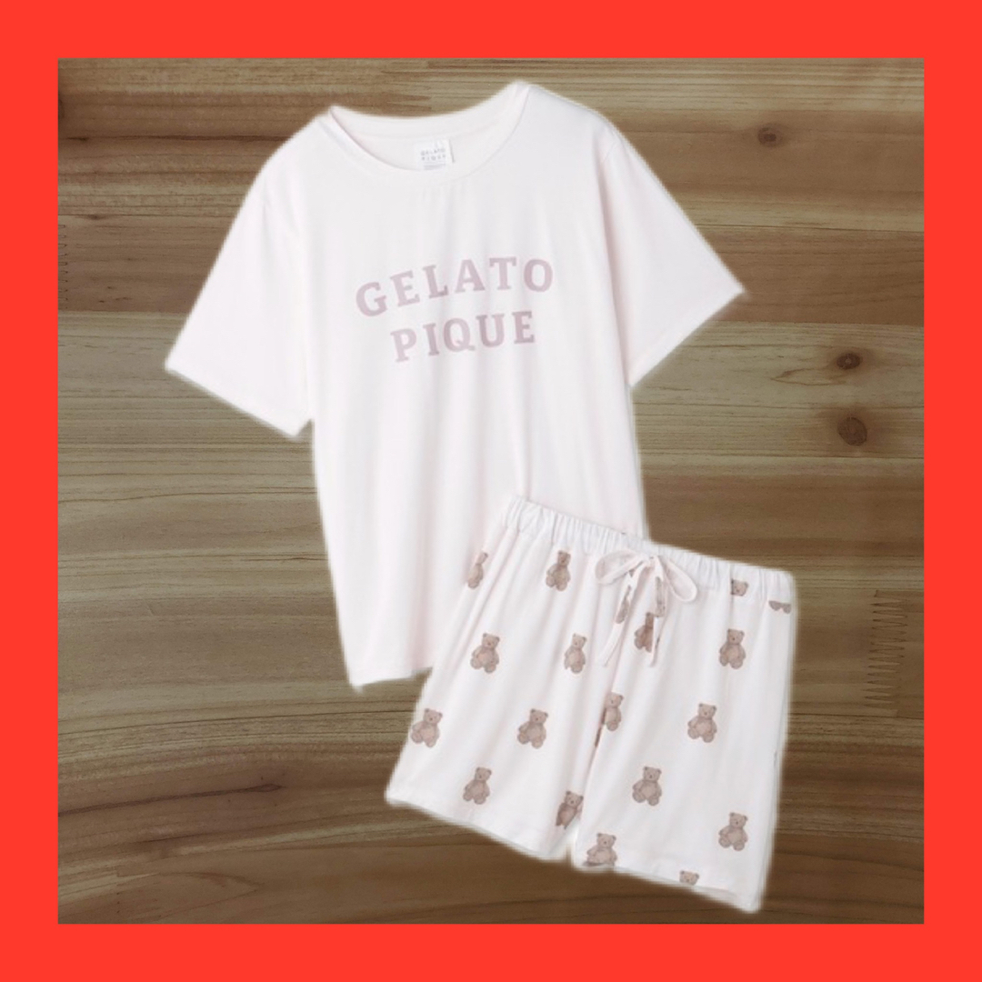 gelato pique ロゴTシャツ ベア柄 ショートパンツセット ピンク