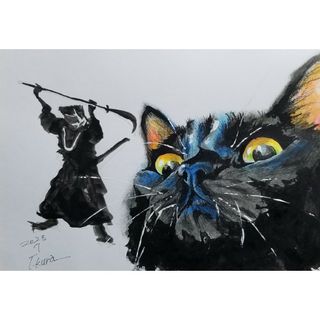 (弁慶) 猫　原画　ドローイング　絵画　イラスト(絵画/タペストリー)