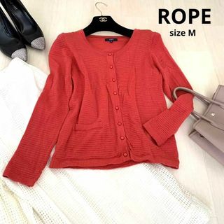 ロペ(ROPE’)のROPE ロぺ　カーディガン　レッド　赤　Mサイズ　長袖　春服　秋服　冬服(カーディガン)