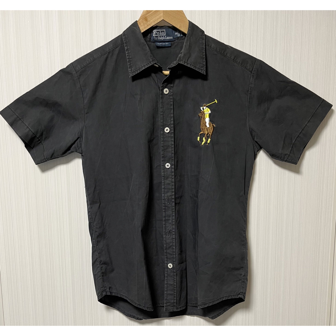 ポロラルフローレン 半袖 シャツ ブラック 騎馬刺繍 コットン 100% | フリマアプリ ラクマ