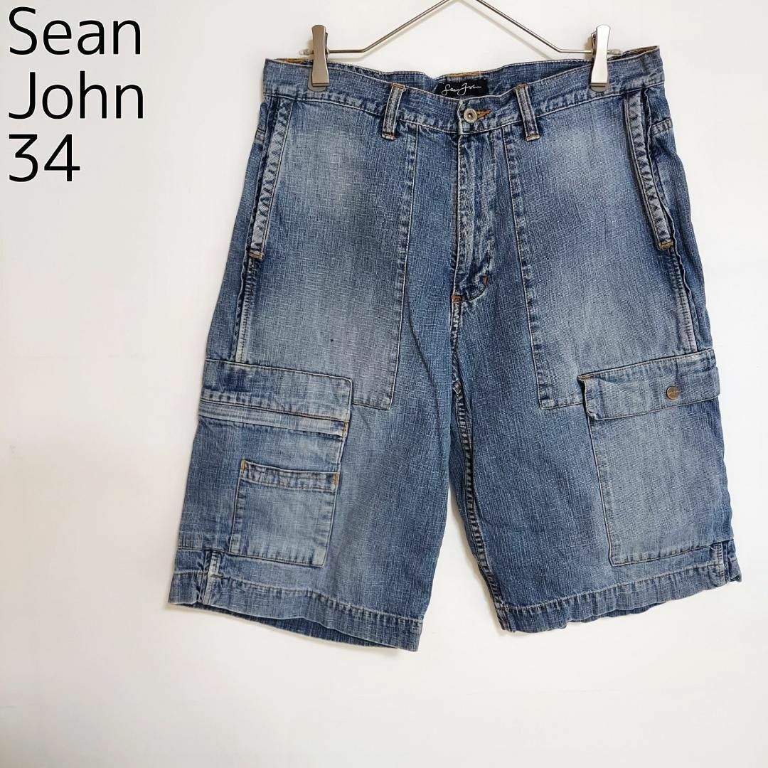 定番 Sean John - W34 ショーンジョン カーゴショートパンツ デニム