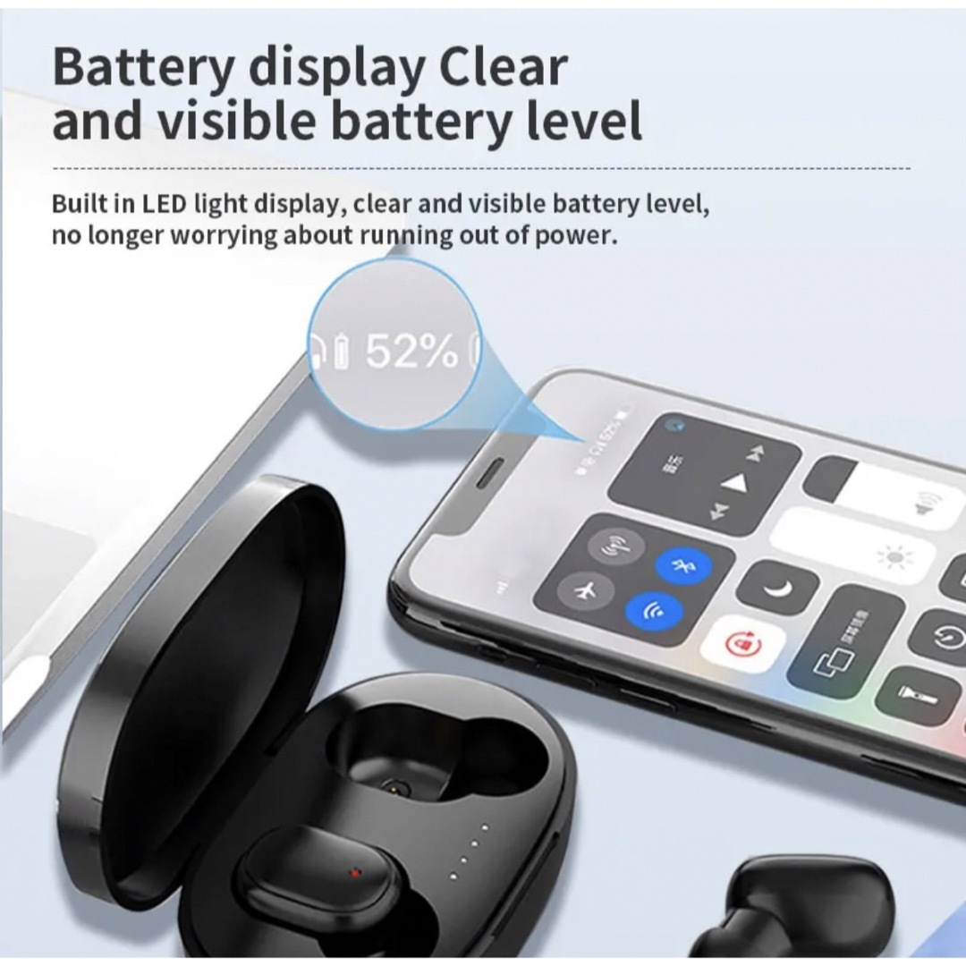 新品Bluetooth ワイヤレス　イヤフォン　イヤホン　ブラック スマホ/家電/カメラのオーディオ機器(ヘッドフォン/イヤフォン)の商品写真