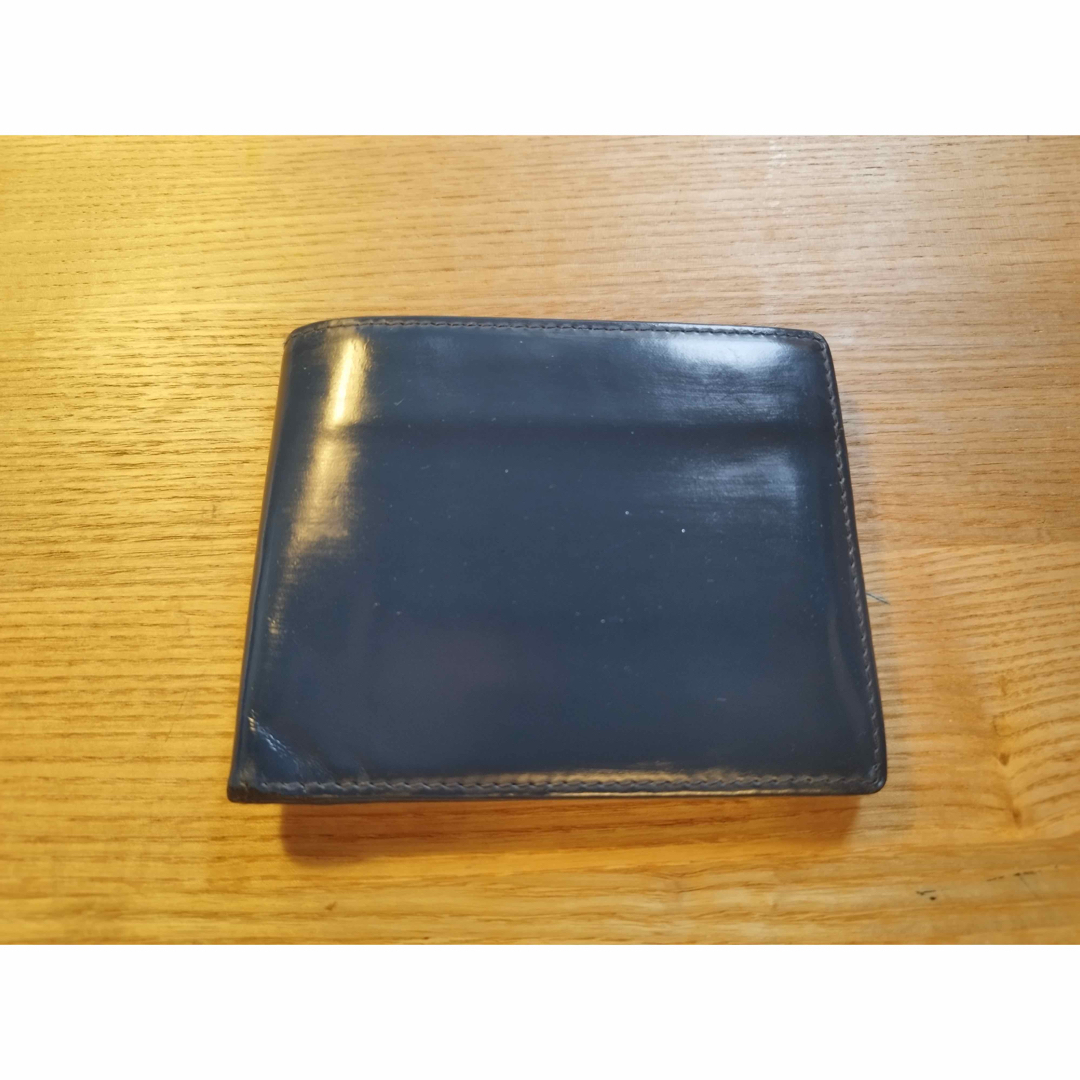 美品エッティンガー 二つ折り 財布 ブルー イエロー カードケース 名刺