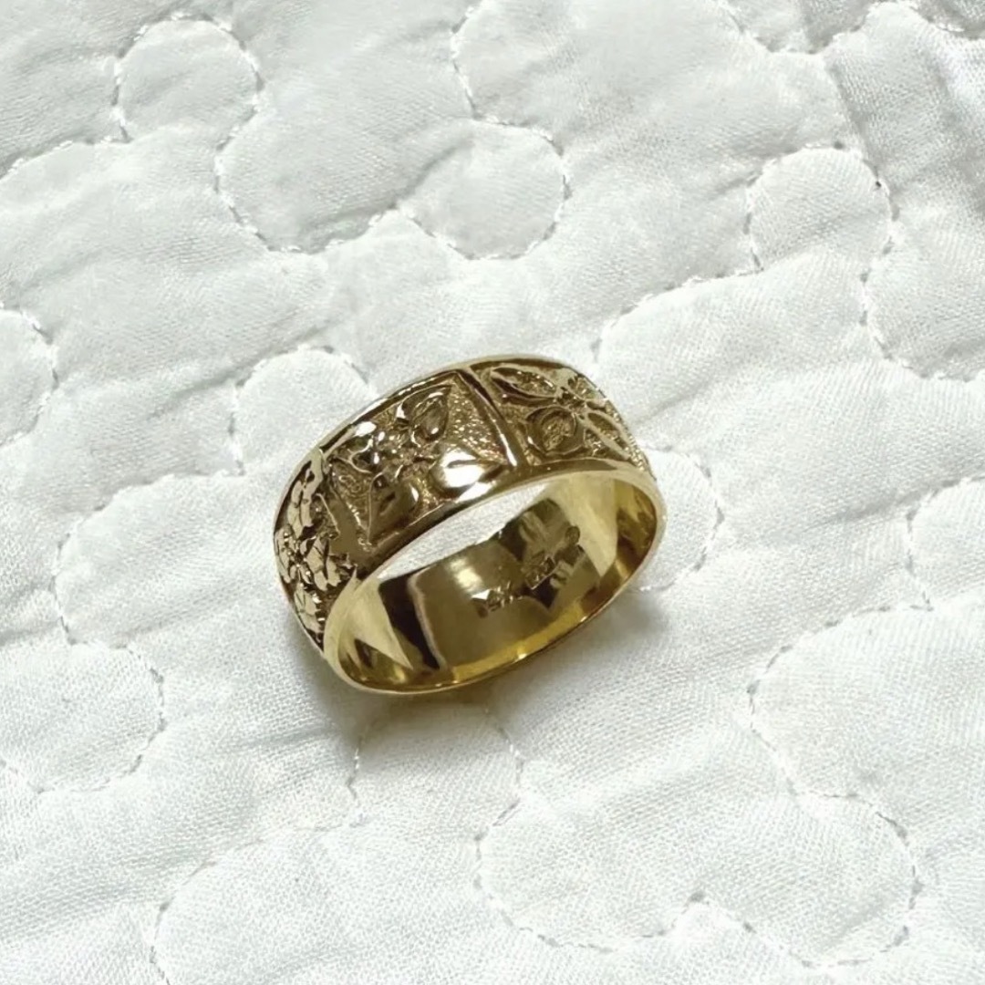 ♡美品· 14k YGオールドヴィンテージ老店ハワイアンジュエリーリング12