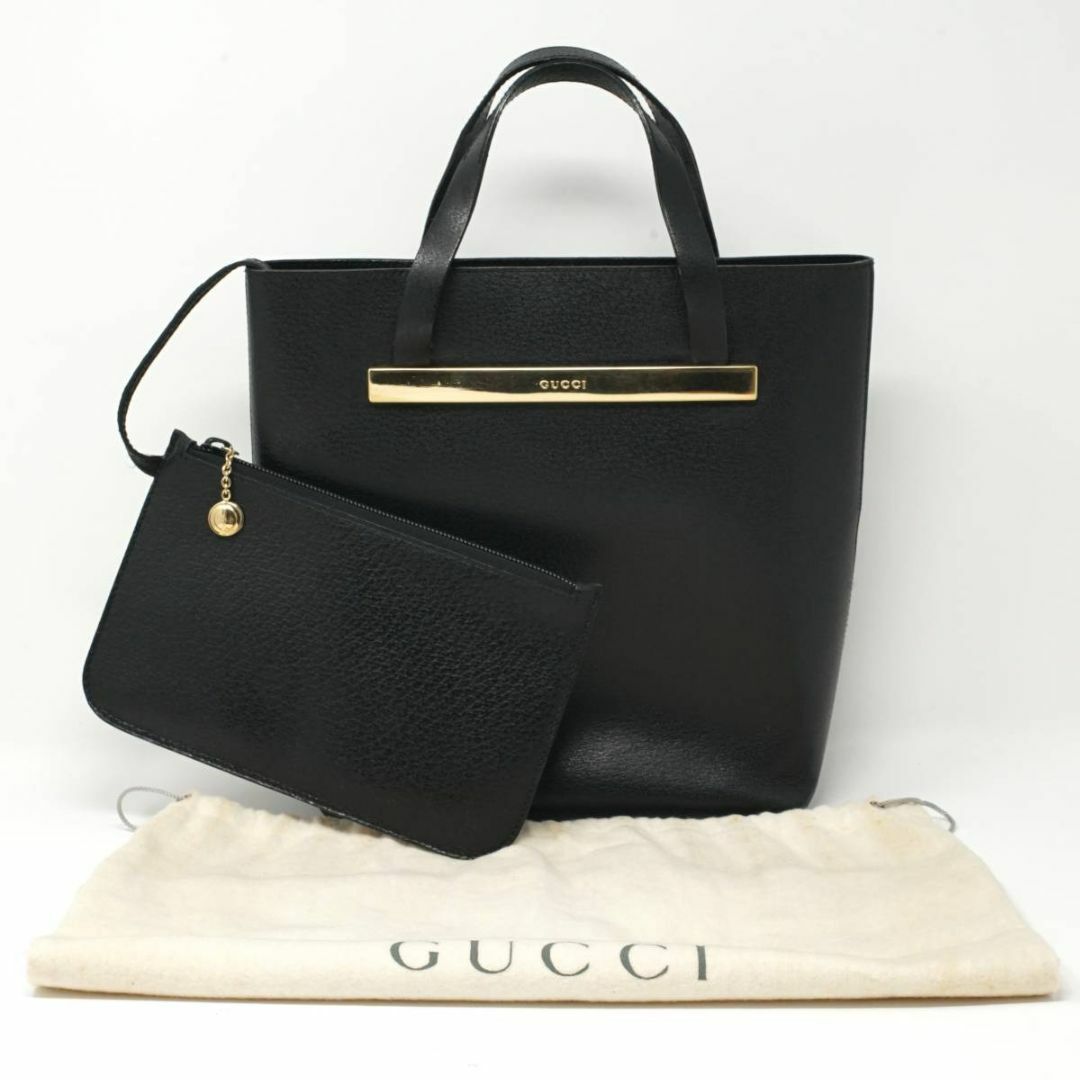 良品/ポーチ付き グッチ GUCCI ゴールドプレートレザートートバッグ 214 | フリマアプリ ラクマ