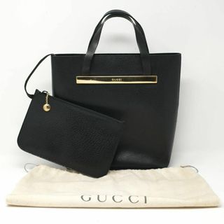 グッチ(Gucci)の良品/ポーチ付き グッチ GUCCI ゴールドプレートレザートートバッグ 214(トートバッグ)