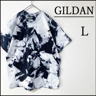 ギルタン(GILDAN)のメンズ服新品タイダイ柄半袖TシャツL　ゆったり　春夏物　白黒　モード系　再構築(Tシャツ/カットソー(半袖/袖なし))