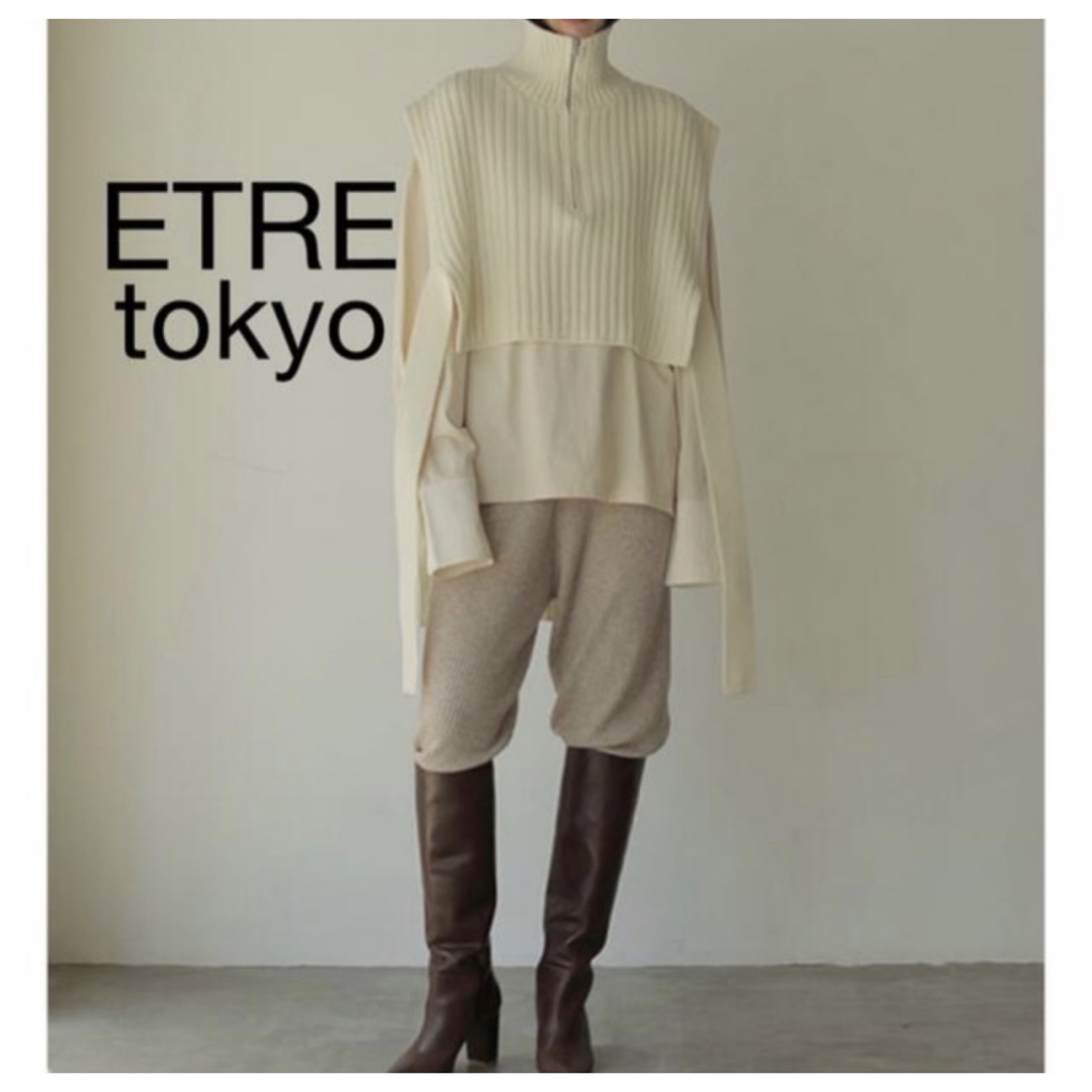 極美品　ETRE TOKYO エトレトウキョウ ハーフジップタートルニットベスト