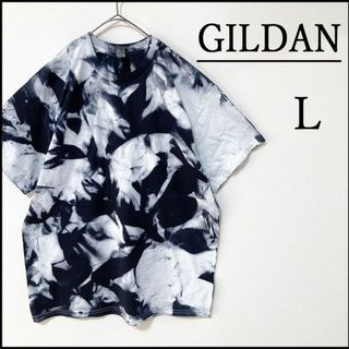 ギルタン(GILDAN)のメンズ服新品タイダイ柄半袖TシャツL　トップス　総柄　白黒　モード系　迷彩　丸首(Tシャツ/カットソー(半袖/袖なし))