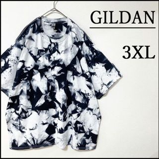 ギルタン(GILDAN)のメンズ服新品タイダイ柄半袖Tシャツ3XL　リメイク　総柄　白黒　モード系　春夏物(Tシャツ/カットソー(半袖/袖なし))