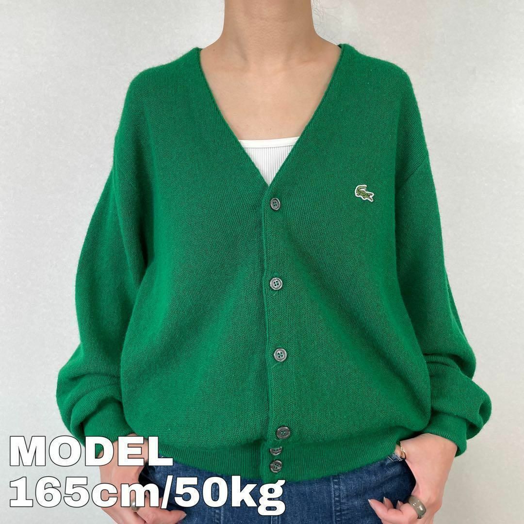 IZOD ラコステ あいみょん着用 M 70s カーディガンニット 緑グリーン