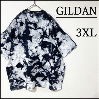 ギルタン(GILDAN)のメンズ服新品タイダイ柄半袖Tシャツ3XL　白黒　モード系　オーバーサイズ　大きめ(Tシャツ/カットソー(半袖/袖なし))