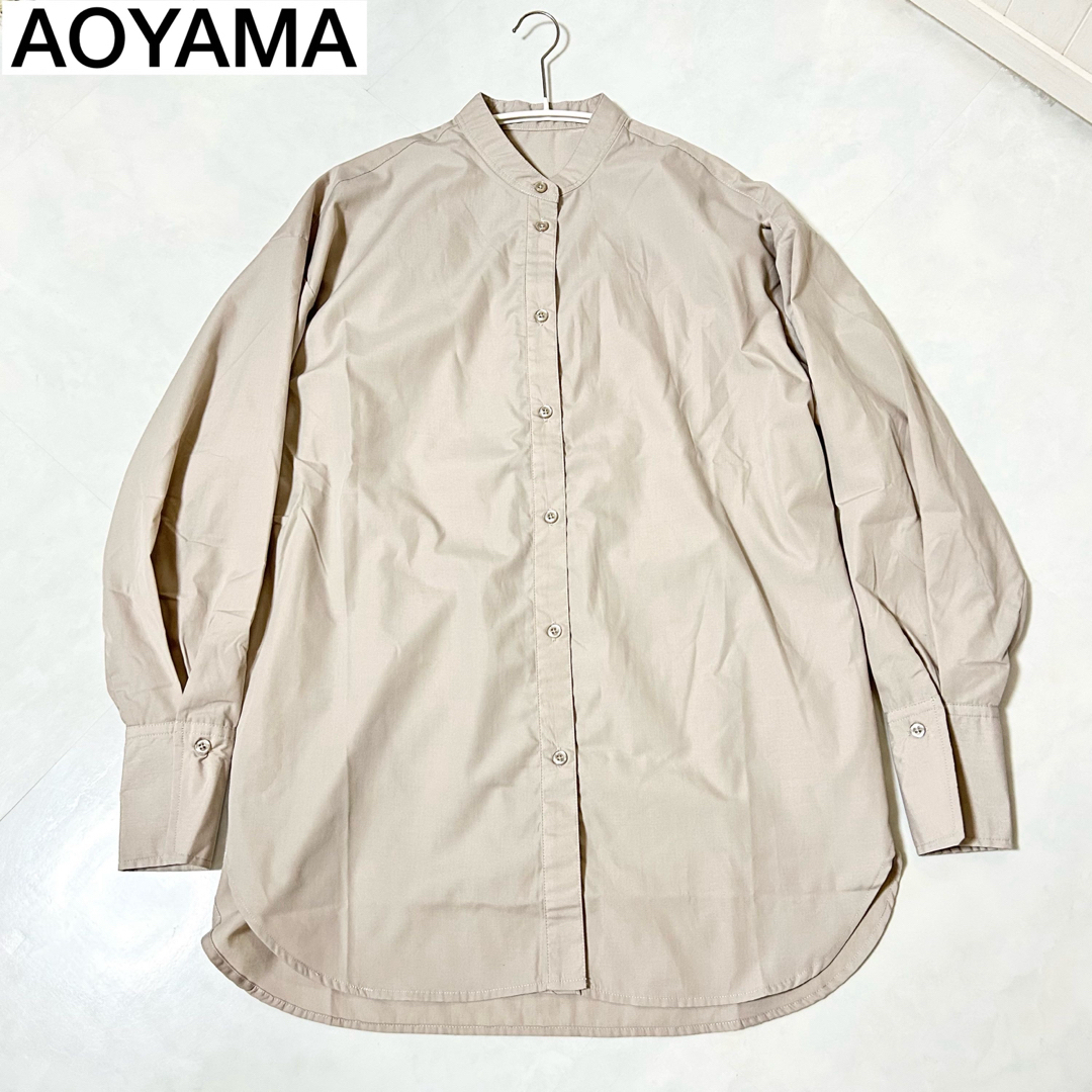 青山(アオヤマ)の未使用　バック&袖口タックシャツブラウス M 洋服の青山 レディースのトップス(シャツ/ブラウス(長袖/七分))の商品写真