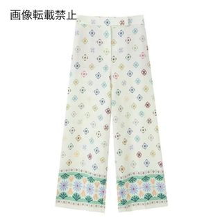 🫧7月新作🐠11734◇vintage レトロ フラワー 花柄 ロングパンツ(カジュアルパンツ)