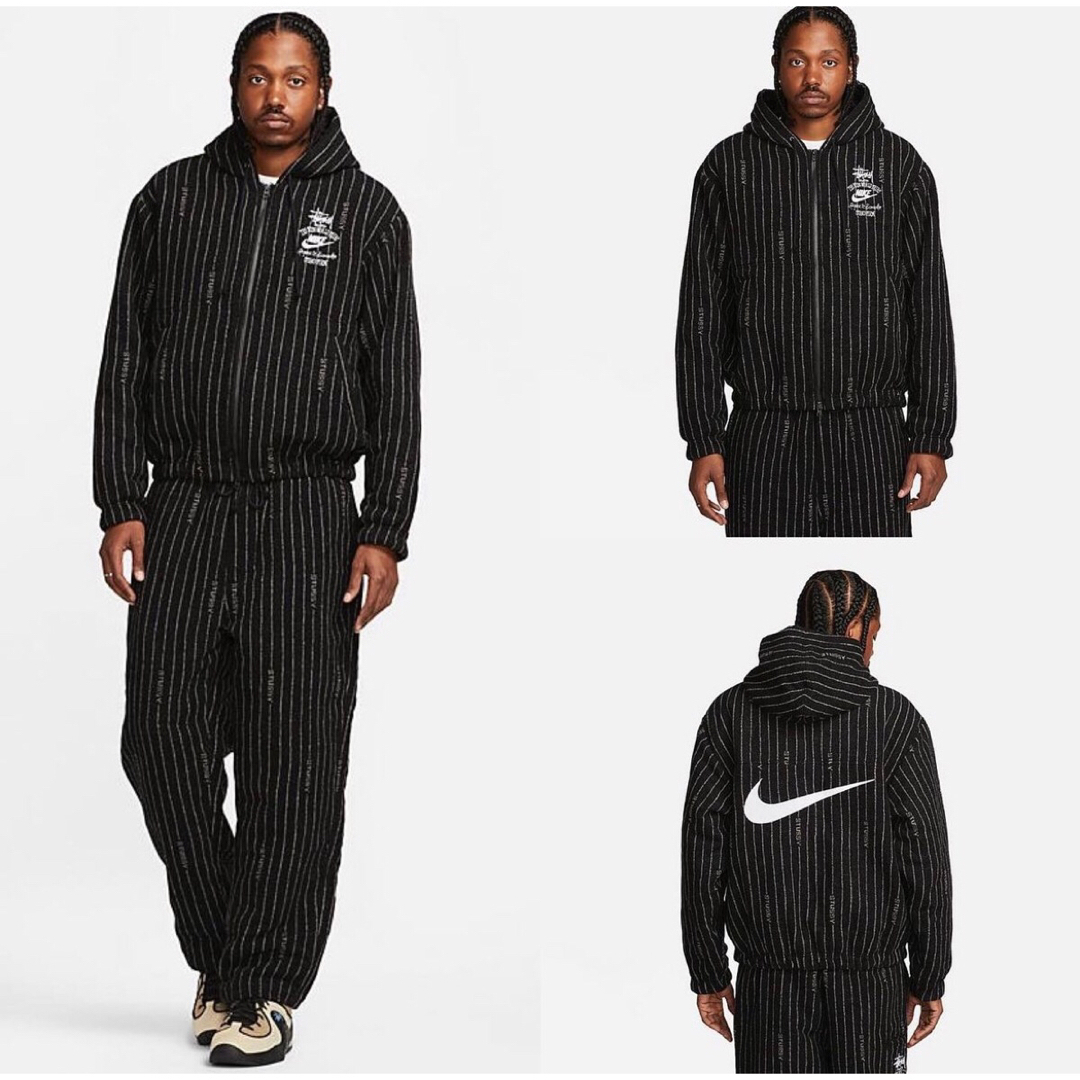 STUSSY & NIKE STRIPE WOOL JACKET BLACK L