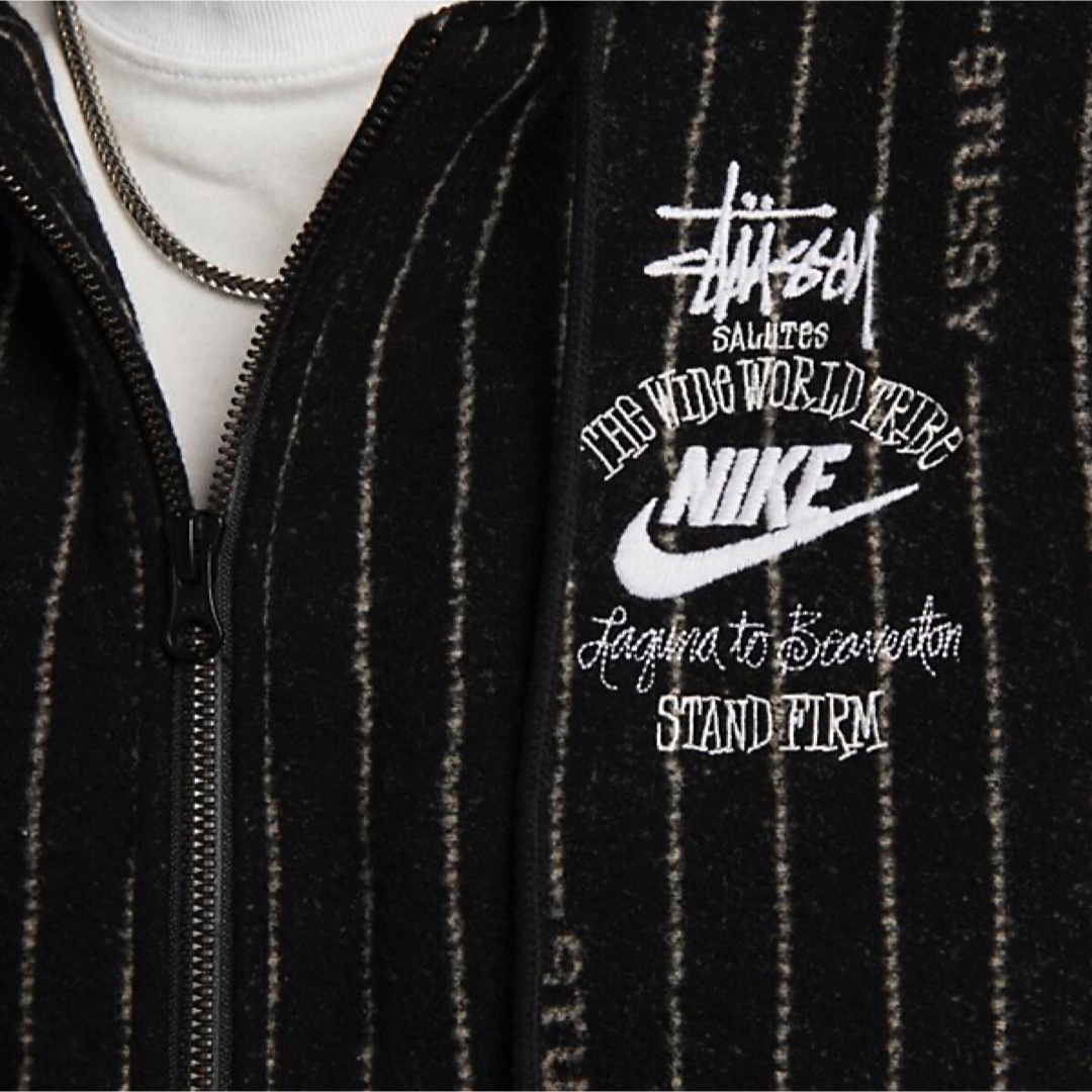 名作 STUSSY NIKE Striped Wool Jacket Black