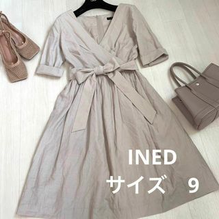 イネド(INED)のINED 夏素材ワンピース　Aライン　サイズ　M(ロングワンピース/マキシワンピース)