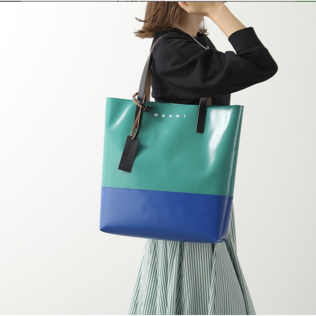 MARNI マル二 バイカラー PVC トートバッグ  グリーン　ブルー