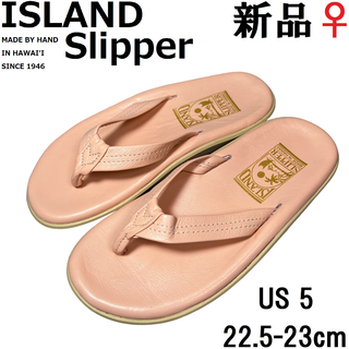 アイランドスリッパ(ISLAND SLIPPER)の♀【新品◆USA製】アイランドスリッパ トングサンダル 5 ピンク レザー(サンダル)