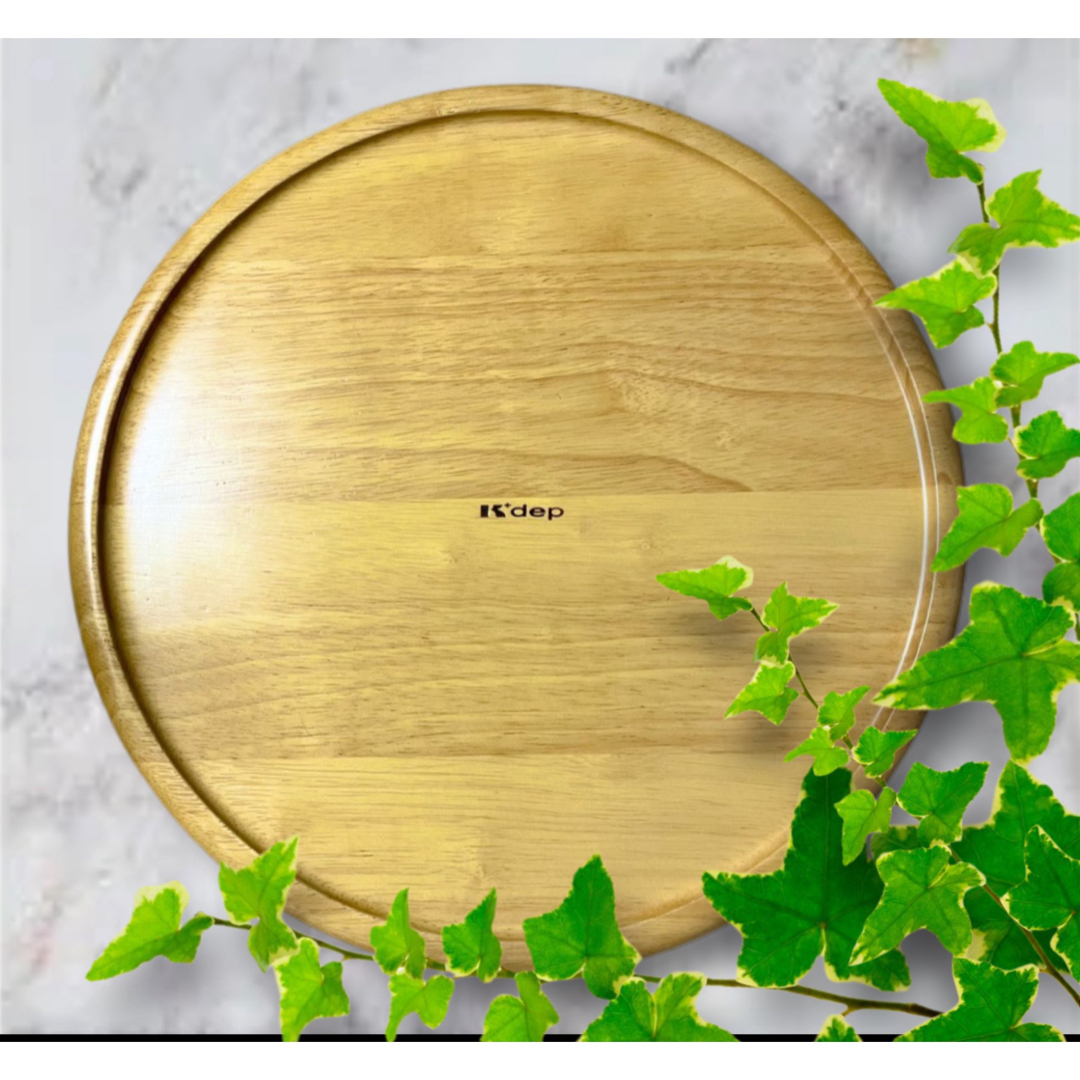 K+dep ケデップ　クリヤマ木製オードブルターンテーブル 丸盆　丸皿　木製皿
