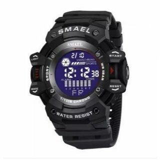 SMAEL 8050 スポーツウォッチ（ブラック・ホワイト）(腕時計(デジタル))