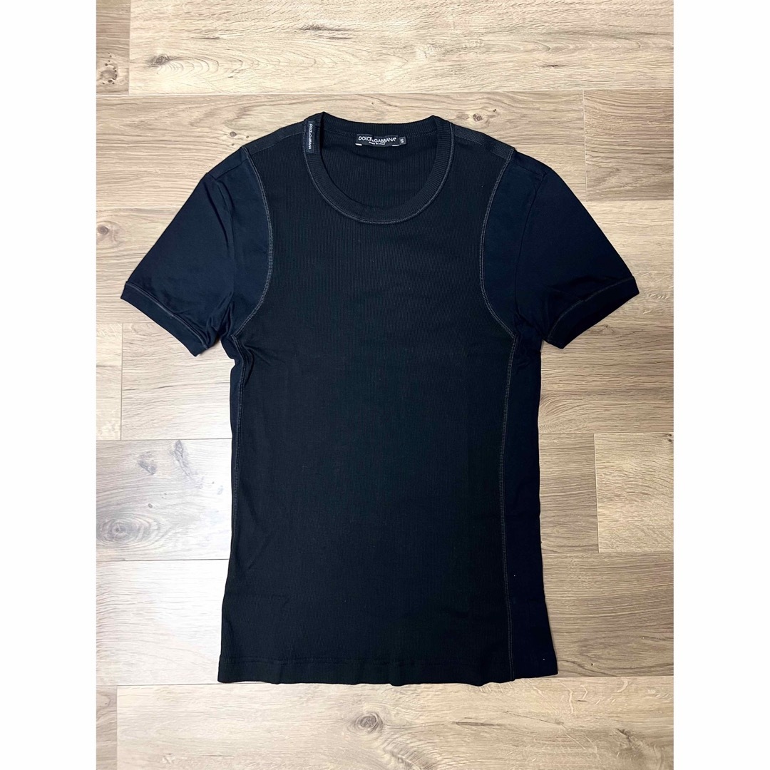 【ホワイト】リブコンビネーション ビッグシルエット Tシャツ