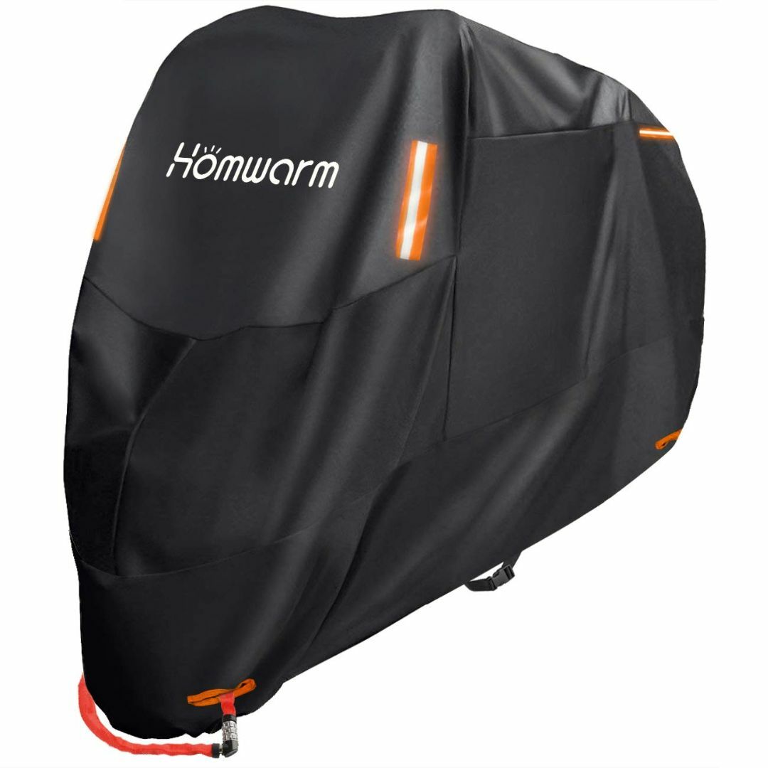 【色: ブラック】Homwarm バイクカバー 300D厚手 防水 紫外線防止