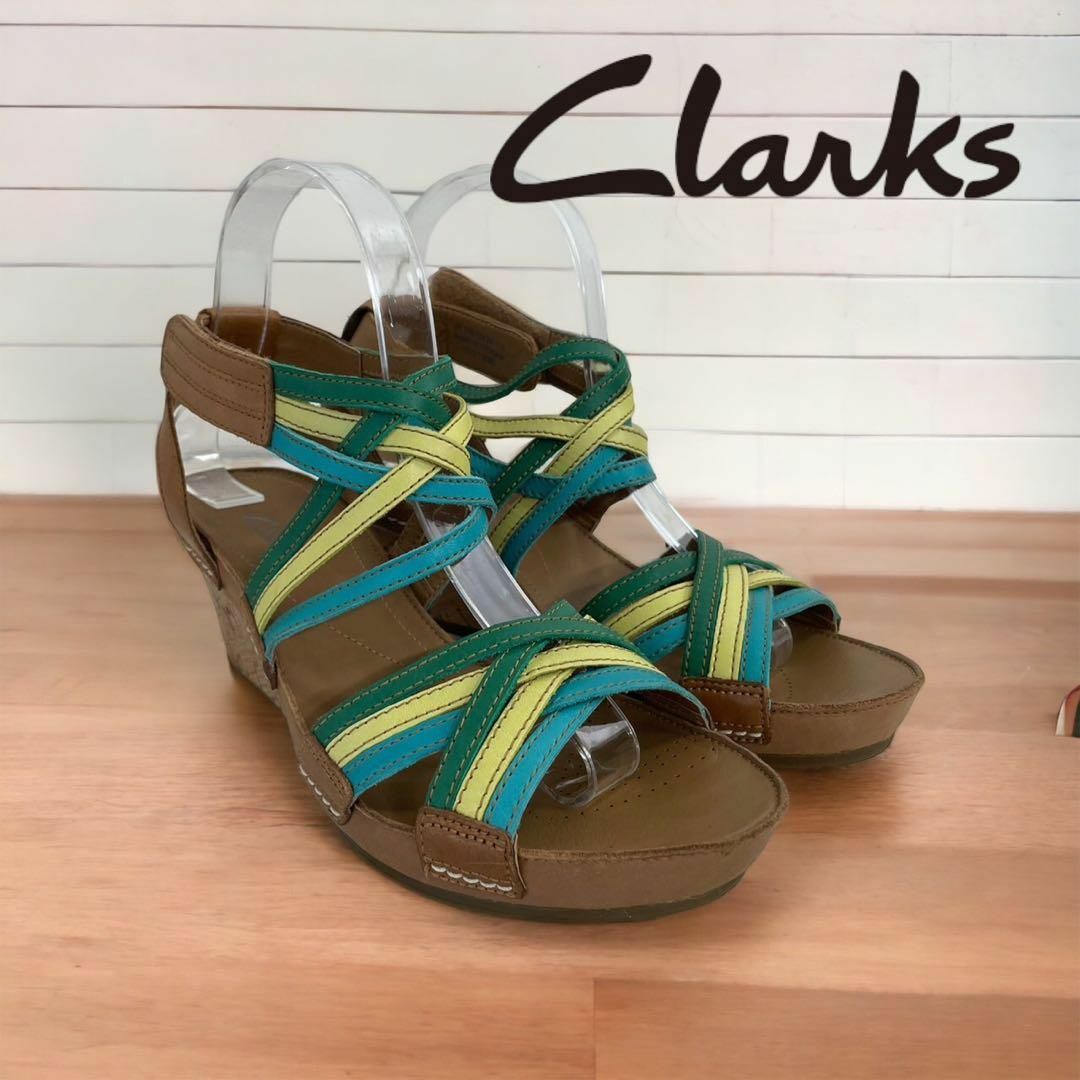 Clarksクラークス　カラーストラップサンダル　レディースマルチカラー23cm