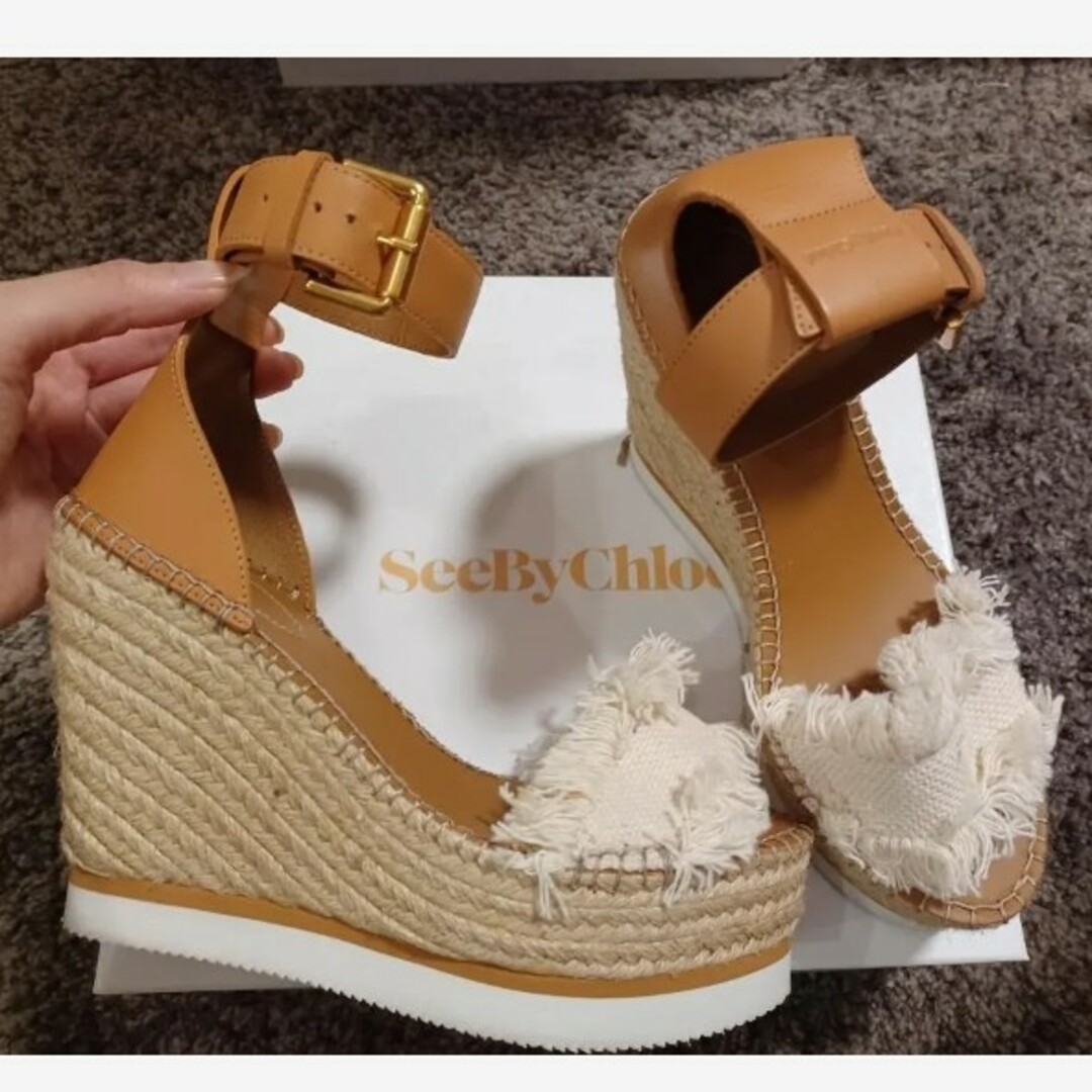 美品 SeeByChloe サンダル ウェッジサンダル フリンジ 37