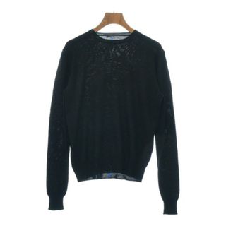 プラダ PRADA ナイロン 切替 フーデッド エルボーパッチ ニット 50 青