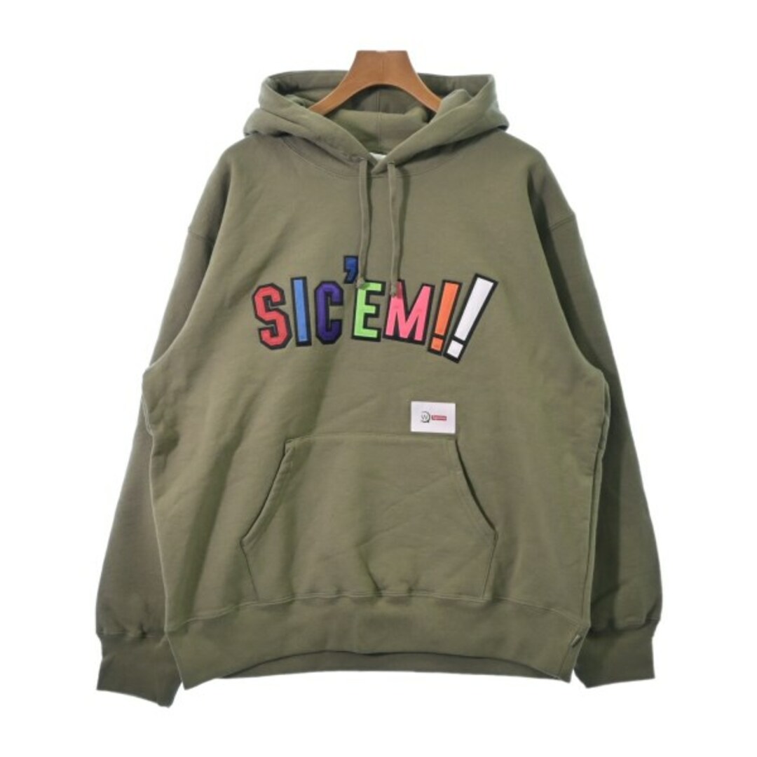 Supreme シュプリーム パーカー L カーキx赤xピンク等あり外ポケット1透け感