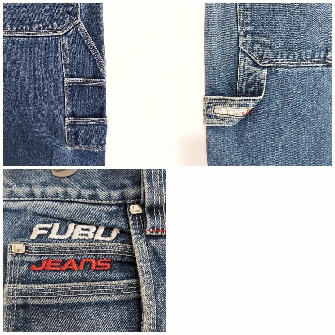 FUBU(フブ)のW36 FUBU フブ ポケットロゴ刺繍 ペインターパンツ デニム 青 ブルー メンズのパンツ(デニム/ジーンズ)の商品写真