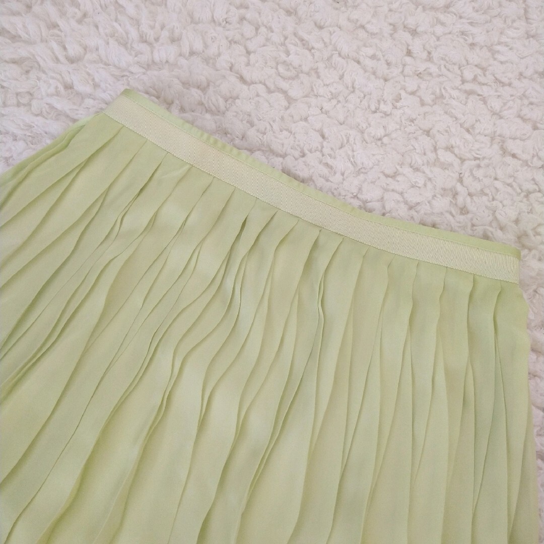 ANAYI(アナイ)の新品 ANAYI プリーツスカート ギャザー グログランテープ ライトグリーン レディースのスカート(ひざ丈スカート)の商品写真