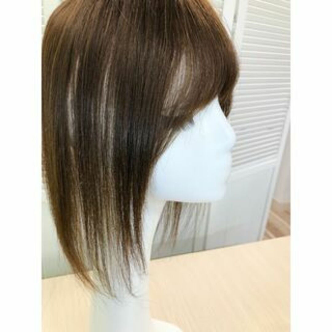 人毛100% 部分ウィッグ ヘアピース 頭頂部 ミックスブラウン【35cm】 レディースのウィッグ/エクステ(ショートストレート)の商品写真