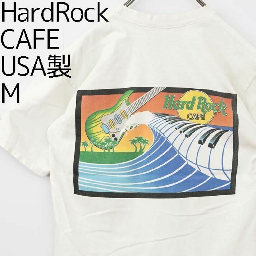 90s USA製 ハードロックカフェ プリントTシャツ マイアミ ギター M 白 2