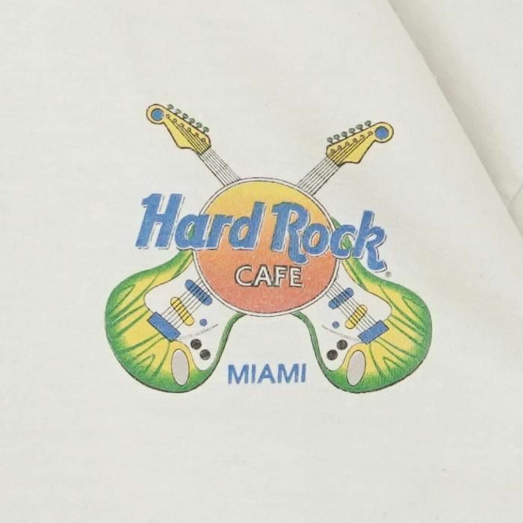 90s USA製 ハードロックカフェ プリントTシャツ マイアミ ギター M 白 7