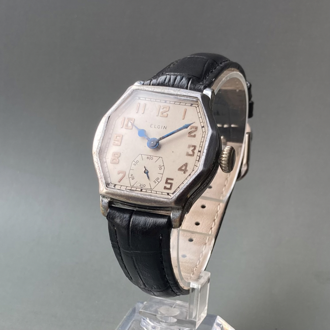 【動作品】エルジン アンティーク 腕時計 1929年 手巻き メンズ デコ