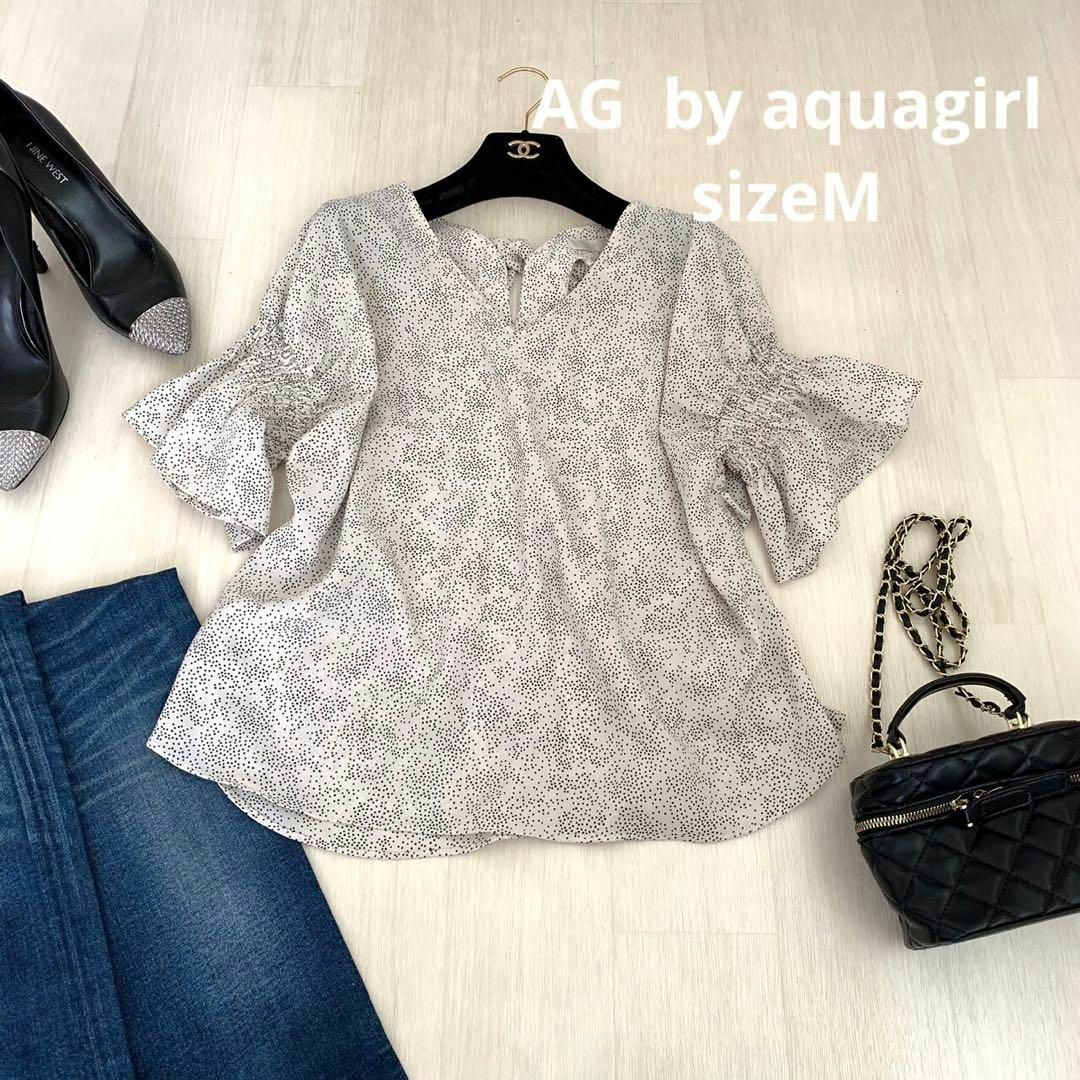 AG by aquagirl(エージーバイアクアガール)のAG by aquagirl ドットブラウス　size M レディースのトップス(シャツ/ブラウス(半袖/袖なし))の商品写真
