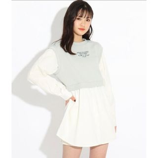 ピンクラテ(PINK-latte)の（新品）ピンクラテ　シャツレイヤード風　ワンピース　150(ワンピース)