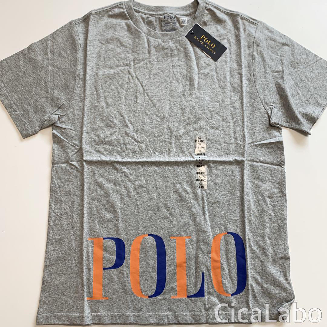 【新品】ラルフローレン POLOロゴ Tシャツ グレー L(14/16)