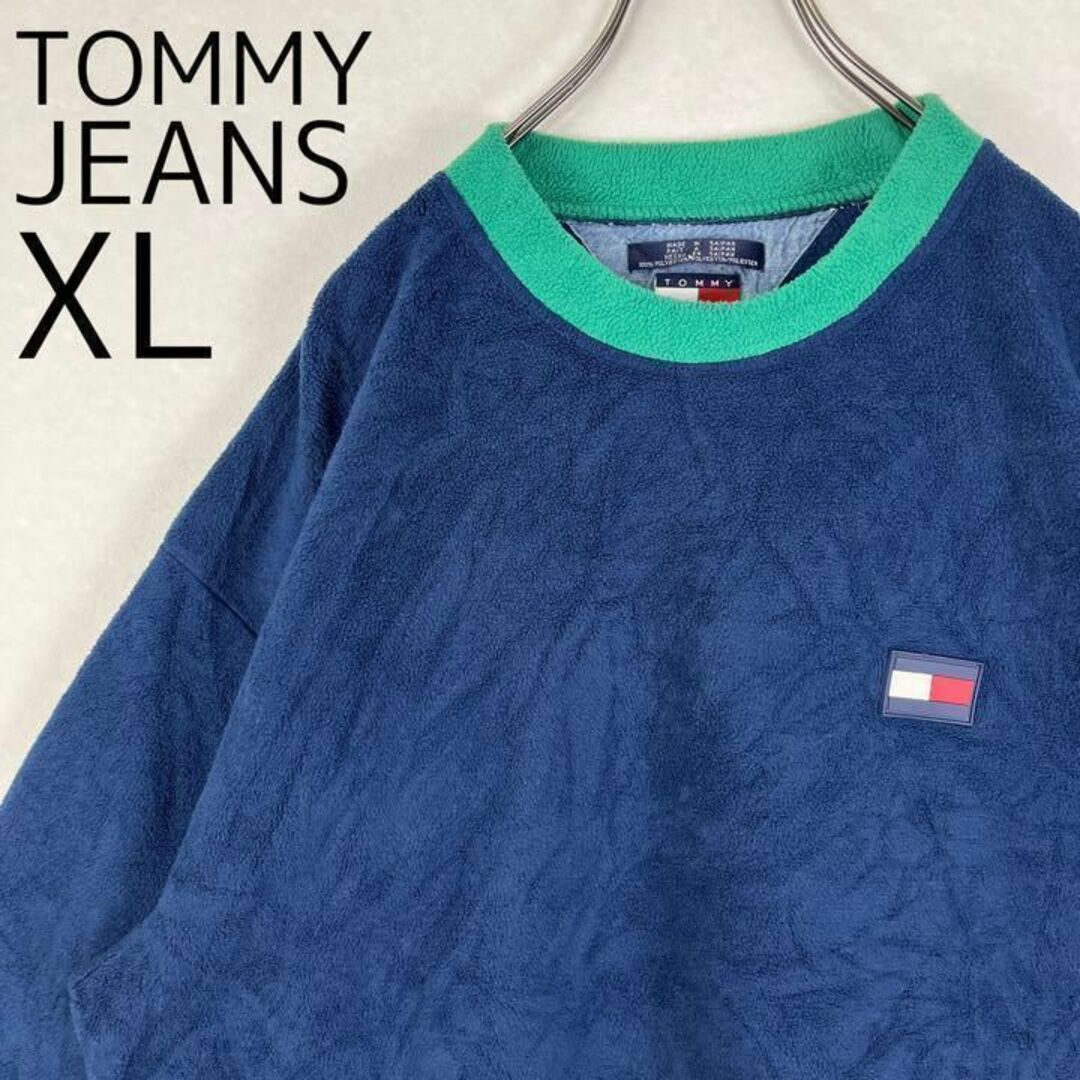 90s トミージーンズ フリーススウェット ネイビー紺 XL プルオーバー