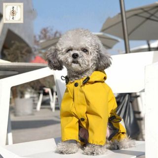 犬 レインコート 雨 小型犬 カッパ ポンチョ 雨具 防水 Mサイズ イエロー(犬)