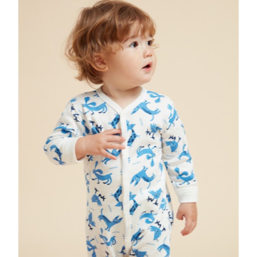 PETIT BATEAU(プチバトー)のプチバトー　ロンパース　ラビット　前開き　新生児　アニマル　ドッグ　キャット　鳥 キッズ/ベビー/マタニティのベビー服(~85cm)(ロンパース)の商品写真