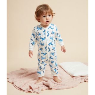 プチバトー(PETIT BATEAU)のプチバトー　ロンパース　ラビット　前開き　新生児　アニマル　ドッグ　キャット　鳥(ロンパース)