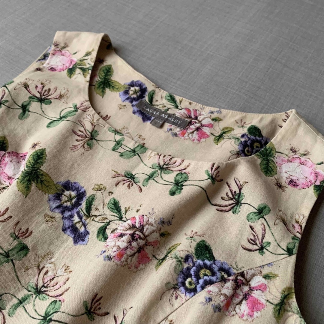 LAURA ASHLEY - 美品 LAURA ASHLEY 花柄 リネンワンピース 9号