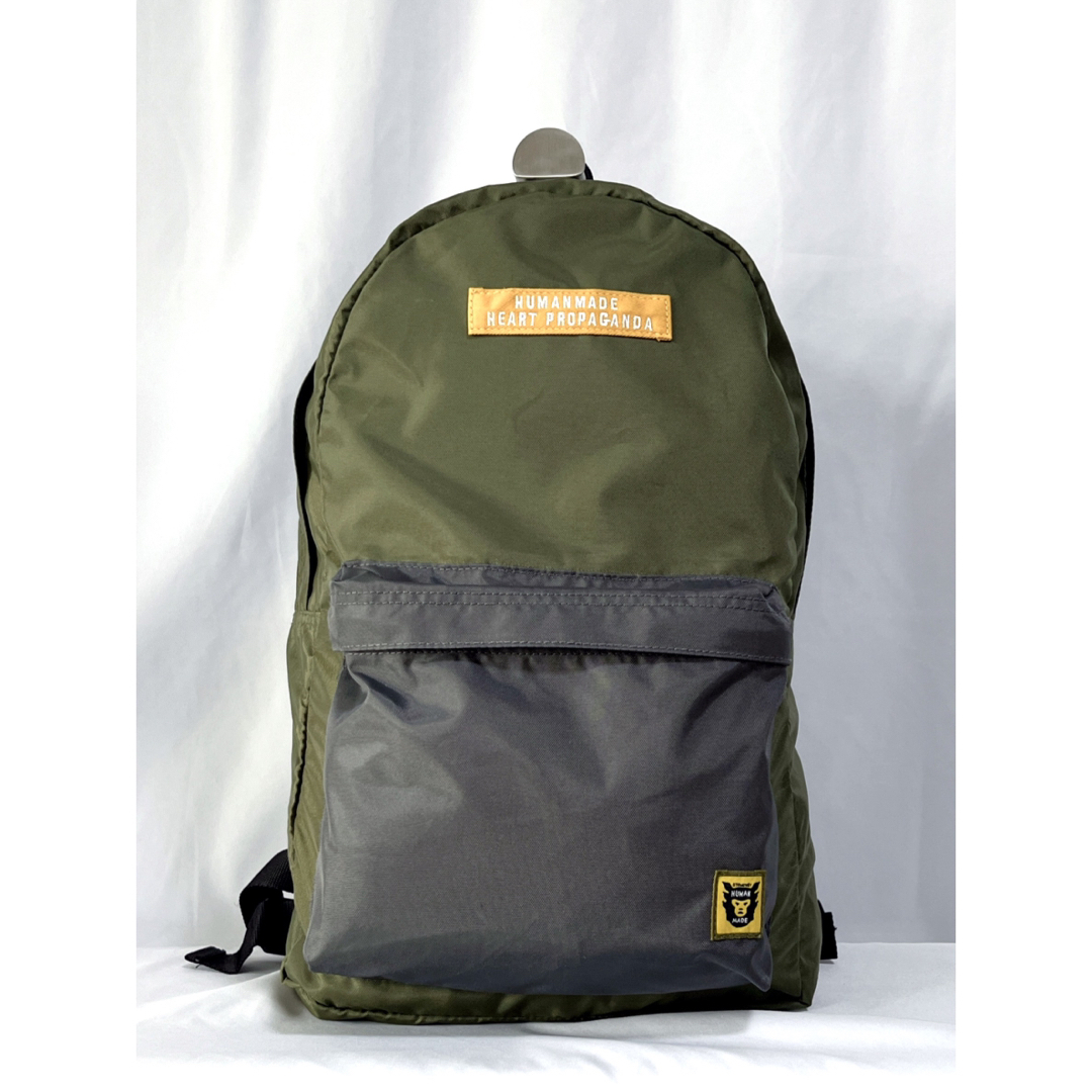 HUMAN MADE(ヒューマンメイド)のHUMANMADE NYLON BACKPACK バックパック　カーキ　美品 メンズのバッグ(バッグパック/リュック)の商品写真