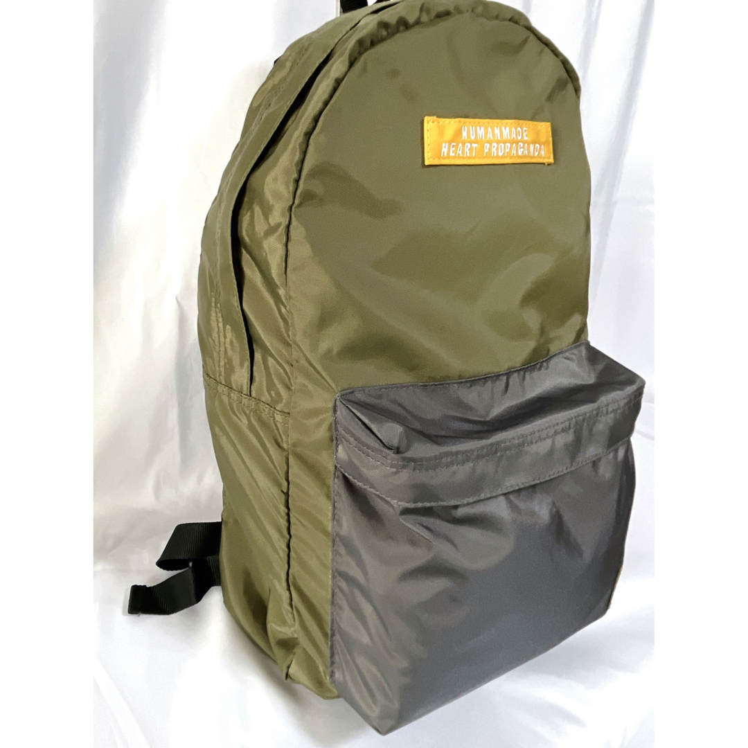 HUMAN MADE(ヒューマンメイド)のHUMANMADE NYLON BACKPACK バックパック　カーキ　美品 メンズのバッグ(バッグパック/リュック)の商品写真