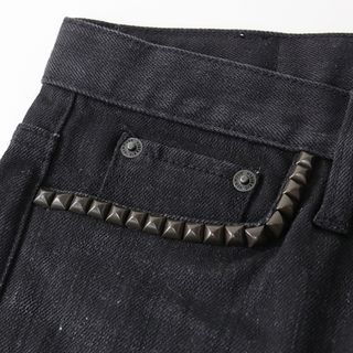 HYSTERIC GLAMOUR ヒステリックグラマー 05191AP04 ストレッチ デニム ベルト付ハイウエスト スリム スキニー パンツ ブラック系 24【新古品】【未使用】
