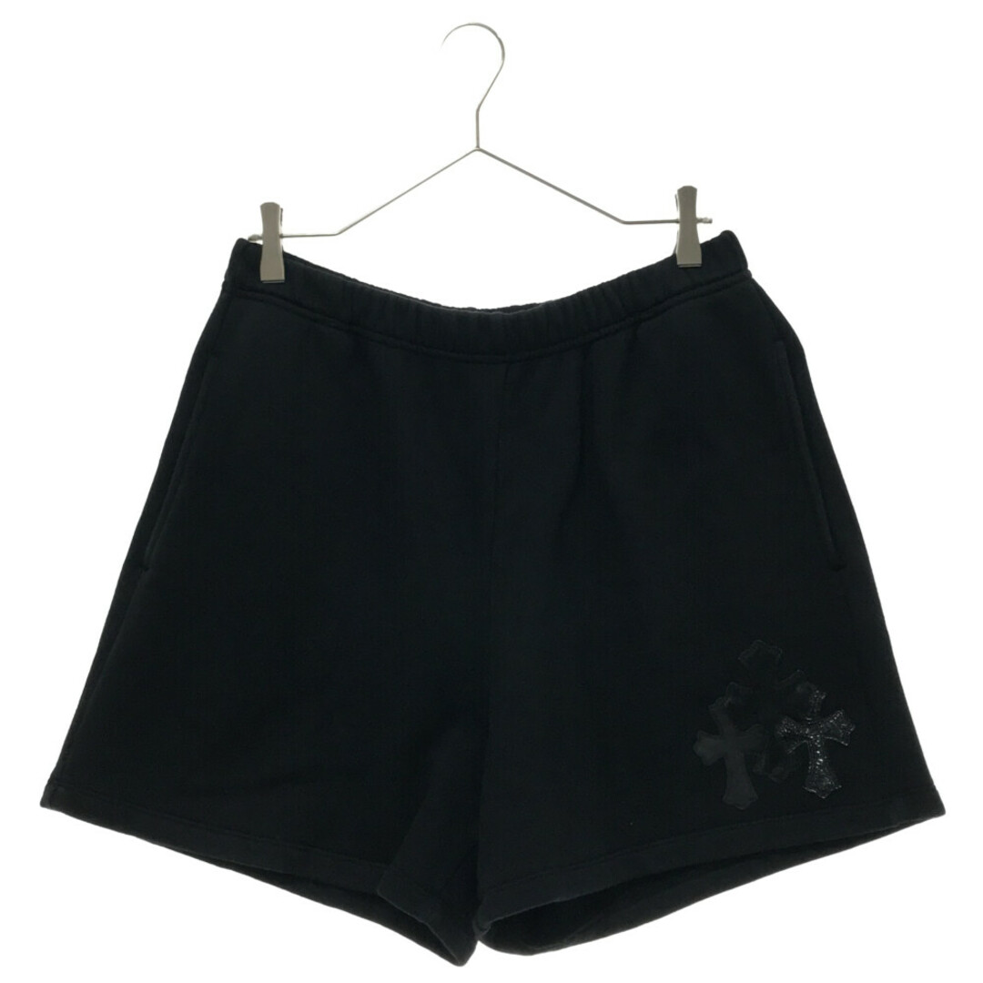 CHROME HEARTS クロムハーツ 22SS GRP Y NOT Sweat Shorts ワイノット スウェットショーツ ショートパンツ ハーフパンツ クロスパッチ パテント ハラコ ラムレザー ブラック