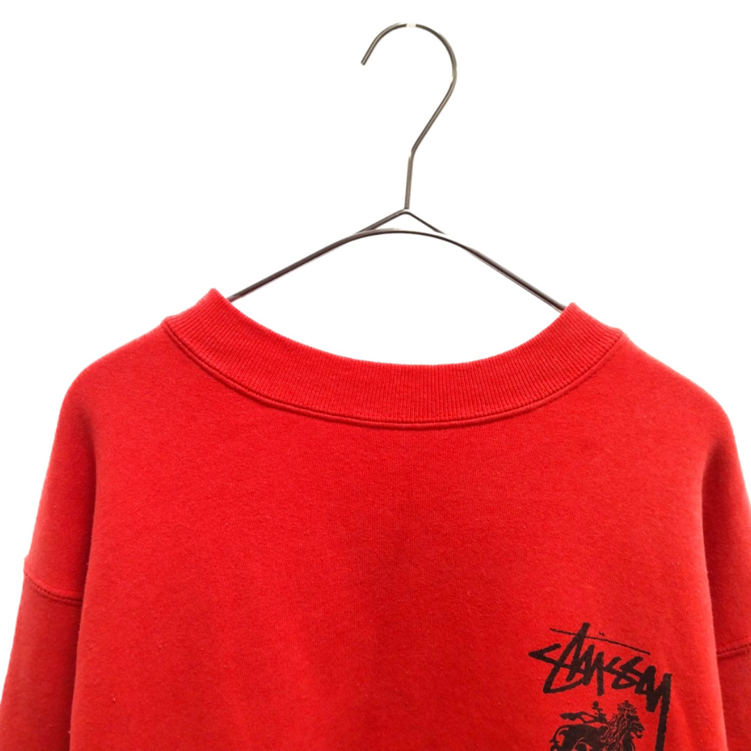 STUSSY ステューシー OLD STUSSY 80s 黒タグ ヴィンテージ ロゴプリント ラスタカラー スウェットトレーナー レッド